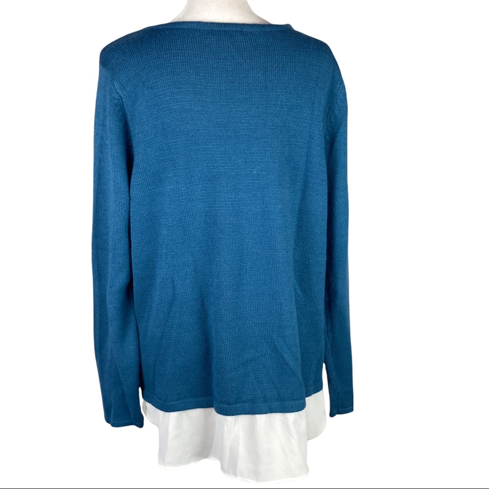 Apt 9 women's Blue Lace Detail Crew Neck Long Sleeved Sweater size XL - Picture 6 of 11